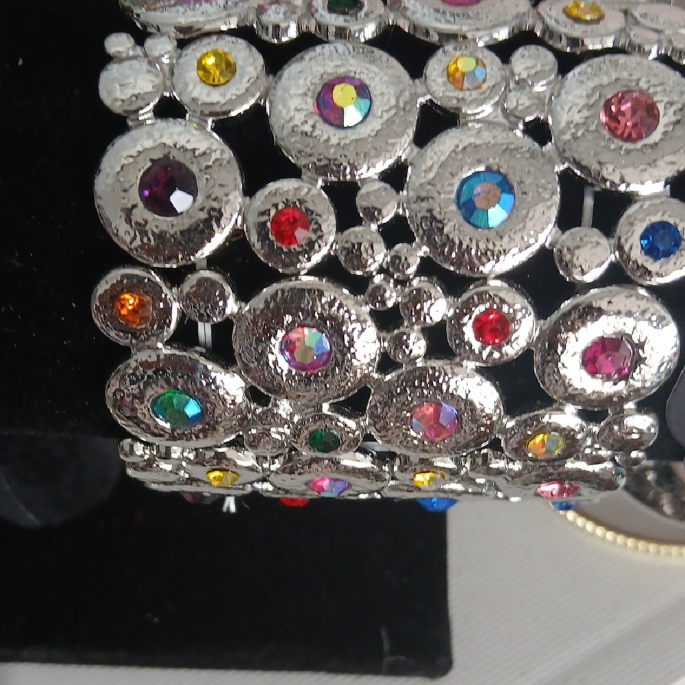 Colorful Rhinestone Silver Bracelet
